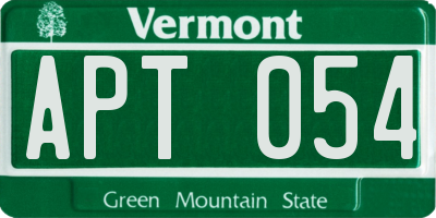 VT license plate APT054
