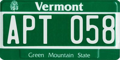 VT license plate APT058