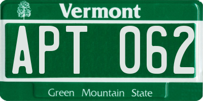 VT license plate APT062
