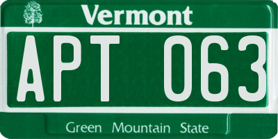 VT license plate APT063