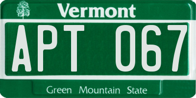 VT license plate APT067