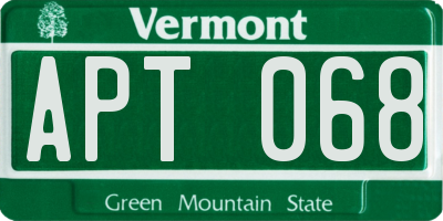 VT license plate APT068