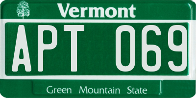 VT license plate APT069