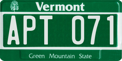 VT license plate APT071
