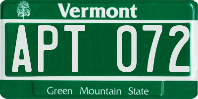 VT license plate APT072