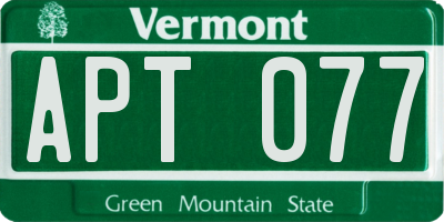 VT license plate APT077