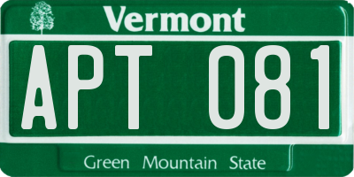 VT license plate APT081