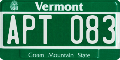 VT license plate APT083