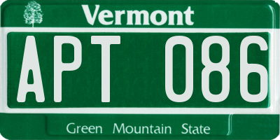 VT license plate APT086
