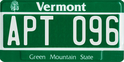 VT license plate APT096