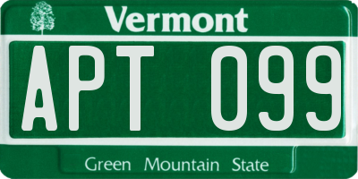 VT license plate APT099
