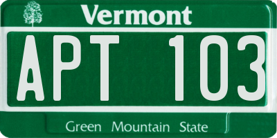 VT license plate APT103