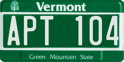 VT license plate APT104