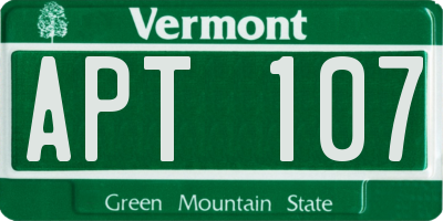 VT license plate APT107
