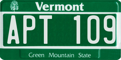 VT license plate APT109