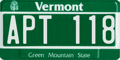 VT license plate APT118