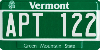 VT license plate APT122