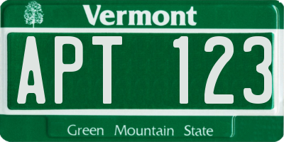 VT license plate APT123