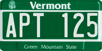 VT license plate APT125