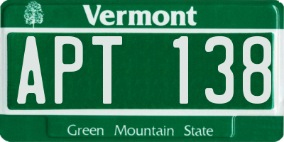 VT license plate APT138