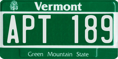 VT license plate APT189