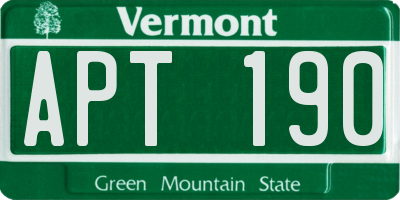 VT license plate APT190