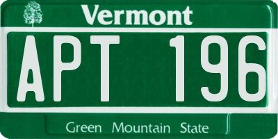 VT license plate APT196