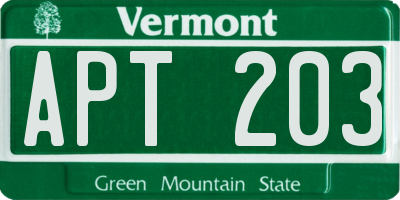 VT license plate APT203