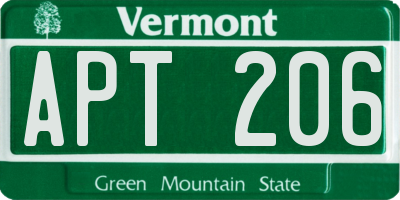 VT license plate APT206