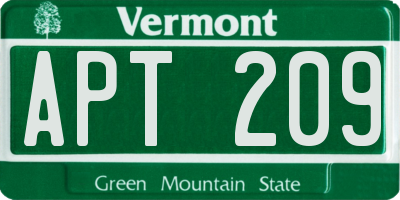 VT license plate APT209