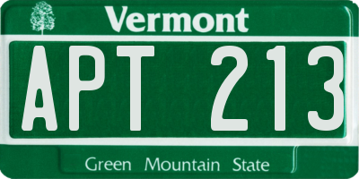VT license plate APT213