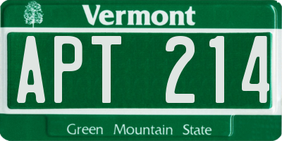 VT license plate APT214