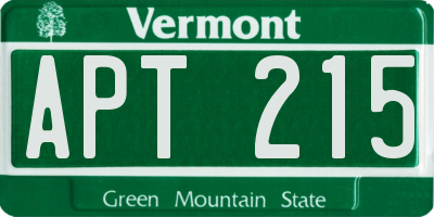 VT license plate APT215