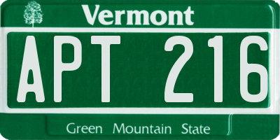 VT license plate APT216