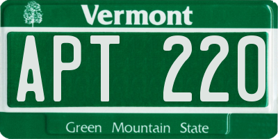 VT license plate APT220