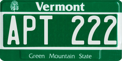 VT license plate APT222