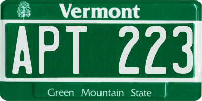 VT license plate APT223