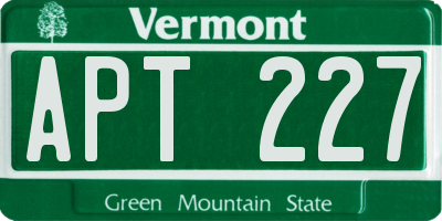 VT license plate APT227