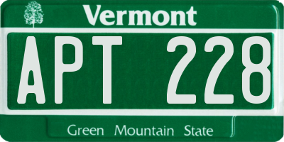 VT license plate APT228
