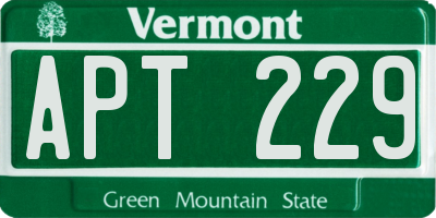 VT license plate APT229