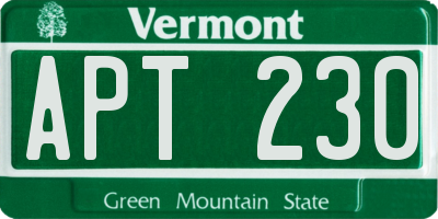 VT license plate APT230