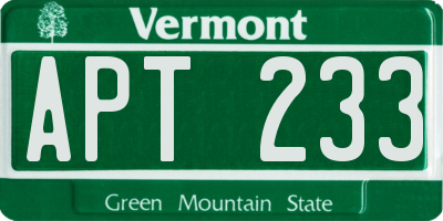 VT license plate APT233