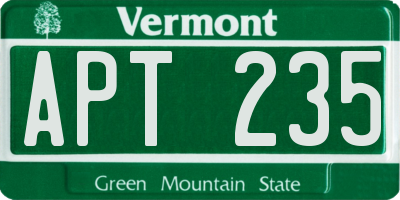 VT license plate APT235