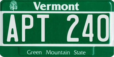 VT license plate APT240