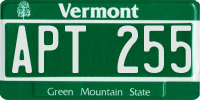 VT license plate APT255