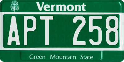 VT license plate APT258