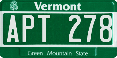 VT license plate APT278