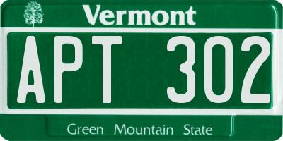 VT license plate APT302
