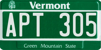 VT license plate APT305