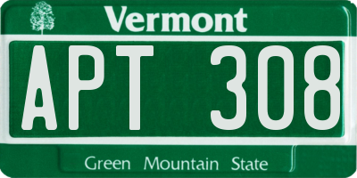 VT license plate APT308